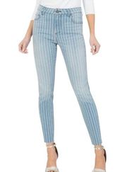 Kensie Vintage Luxe High Rise Striped Skinny Jeans Blue Size 6 28