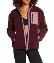 SOUL CYCLE maroon purple zip up fleece jacket size XS