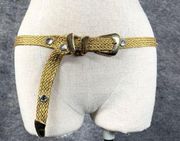 Vintage Statement Belt Womens Gold Tone Braided Metallic Rhinestone 90s Hips