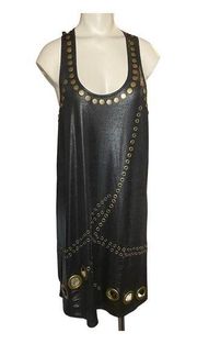 Bulzeye Black Label Dress Top LARGE Womens Studded Scoop Neck Racerback Grommet