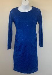 PinkBlush Cobalt Royal Blue Lace Long Sleeve Maternity Dress