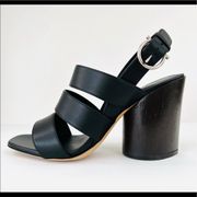 Salvatore Ferragamo Trezze 85mm Block Heel Slingback Leather Sandals Size 7.5