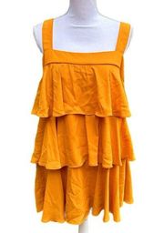 NWT Adrienne Tiered, Lined Sleeveless Dress in Mustard Yellow - Size Large