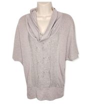 Heart Soul Gray Knit Short Sleeve Cowl Neck Top Size M