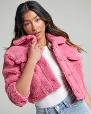 Pink Sherpa Cropped Jacket