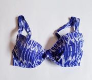 Tommy Bahama Bikini Top Blue White Tie Dye Wide Straps Size 34C