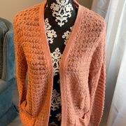 LOVE BY DESIGN Coral Pink Soft See Through Cardigan Size Small