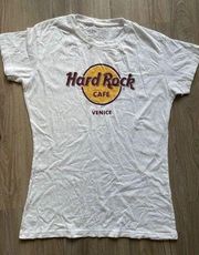 Hard Rock Cafe VENICE Shirt Women’s Medium White Short Sleeve