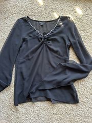 Vintage Bell Sleeve Flared Mesh Long Sleeve Top