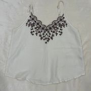 White Flowy Top Floral Design size Medium