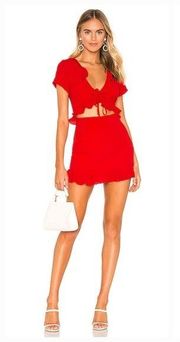 MORE TO COME Mia Ruffle Tie Dress in Red