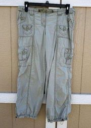 No Boundaries Vintage Y2K Cargo Pants Green Embroidered Loose Baggy Size 15