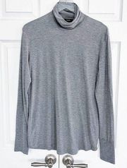 Theory Extend Gray Knit Ribbed Turtleneck Sweater