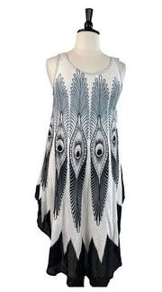 Step In Style Dress Midi Boho Asymmetrical Hem Feather Women’s Size 2X Plus