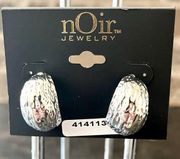 Noir Jewelry Silver Crescent half Hoop Earrings. NWOT