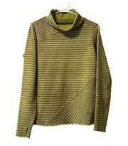Mountain Hardwear Size M Green Striped Serrana Wool Sweater Soft Fleece Lined