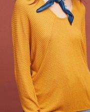 🆕 NWT Anthropologie Pure + Good Mustard Waffle Thermal Dolman Top