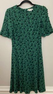 Boden Alexis Jersey Dress In Green Enchanted Vine Size 4 Fluted‎ Sleeves