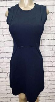 Reiss Women's Blue Round Neck Back Zip Sleeveless Fit & Flare Dress Size 6