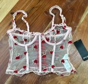 NASTY GAL Rose Embroidered Corset Ruffle Lingerie Size US 6/UK 10