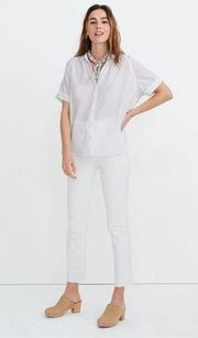 NWT Madewell White Tidal Shirt Crinkled Oversized Short Sleeve Button Size Mediu