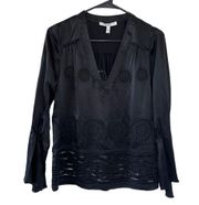 Derek Lam 10 Crosby Silk Black Embroidered Blouse