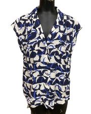 Maeve Anthropologie Picnic Button Down Top in Blue Birds