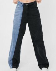 Nasty Gal Two-Tone Wide-Leg Jeans Size 6