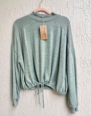 Project social T mock neck green cozy pullover top size Medium new with tags