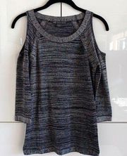 Armani Exchange Metallic Thread Cold Shoulder Knit