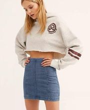 free people modern femme denim jean mini skirt