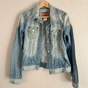 True Religion Vintage Faded Denim Button Snap Denim Jean Jacket Classic small