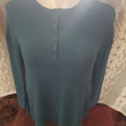 CASLON SIZE extra small teal top 63% polyester 33% rayon  long sleeve top NWT