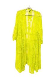 Lane Bryant Neon Green Citron Embroidered Duster Cardigan Size 18/20