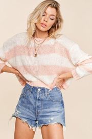 Block Striped Cropped Knit Sweater