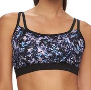 GAIAM Black Blue Lilac Lavender Navy Geo Geometric Print Strappy Sports Bra S