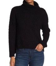 Bobeau Turtleneck Sweater Popcorn Top Medium Black Long Sleeve Casual Women NWT