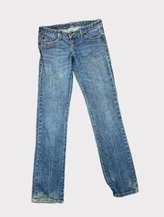 Express |  X2 Denim Laboratory  Straight Jean Distressed Wash | Size 0