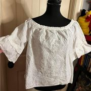 EUC - - size L- white eyelet top