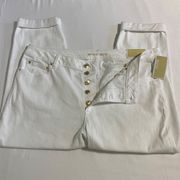 Michael Kors High Waist Selma Skinny Cropped White Plus Denim Jeans NWT 20W