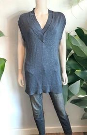 Free People  Blue V Neck Sweater Vest Size L