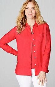 J. Jill 100% Silk Red Button Down Top Size S