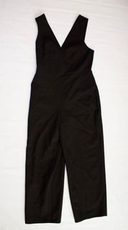 Club Monaco Day To Night Solid Black Sleeveless V Neck One Piece Jumpsuit Jumper