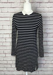 Wednesday Addams Striped Long Sleeve Collared Goth Dress