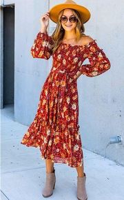 | FALL PICTURES FLORAL DRESS IN RUST