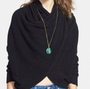 Free People | Black Fuzzy Wrap Style Sweater Size XS