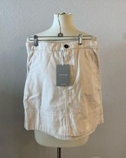 NWT Everlane Womens A Line Canvas Stamp Skirt Ivory Pockets Zip Button, Size 6