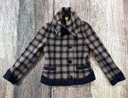 Soia & Kyo Women's Wool Blend Coat Jacket Tan Plaid Size Small Big Button