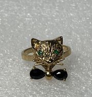 10KT Yellow Gold Clyde Duneier Cat’s  With Bow Ring 7