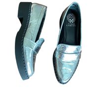 Echika Silver Leather Loafer Loafers Metallic Women's, size 8 / 8M